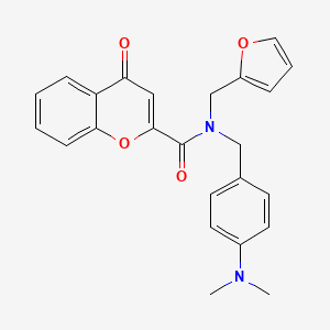 molecular formula C24H22N2O4 B11386833 N-[4-(dimethylamino)benzyl]-N-(furan-2-ylmethyl)-4-oxo-4H-chromene-2-carboxamide 