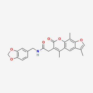 N-(1,3-benzodioxol-5-ylmethyl)-2-(3,5,9-trimethyl-7-oxo-7H-furo[3,2-g]chromen-6-yl)acetamide