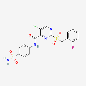 molecular formula C18H14ClFN4O5S2 B11386874 5-chloro-2-[(2-fluorobenzyl)sulfonyl]-N-(4-sulfamoylphenyl)pyrimidine-4-carboxamide 