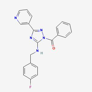 molecular formula C21H16FN5O B11386899 {5-[(4-fluorobenzyl)amino]-3-(pyridin-3-yl)-1H-1,2,4-triazol-1-yl}(phenyl)methanone 