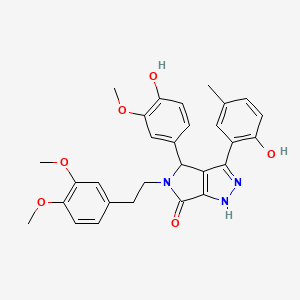 molecular formula C29H29N3O6 B11386903 5-[2-(3,4-dimethoxyphenyl)ethyl]-4-(4-hydroxy-3-methoxyphenyl)-3-(2-hydroxy-5-methylphenyl)-4,5-dihydropyrrolo[3,4-c]pyrazol-6(1H)-one 