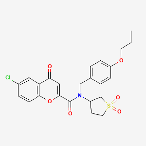 molecular formula C24H24ClNO6S B11386913 6-chloro-N-(1,1-dioxidotetrahydrothiophen-3-yl)-4-oxo-N-(4-propoxybenzyl)-4H-chromene-2-carboxamide 