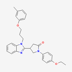 molecular formula C29H31N3O3 B11386975 1-(4-ethoxyphenyl)-4-{1-[3-(3-methylphenoxy)propyl]-1H-benzimidazol-2-yl}pyrrolidin-2-one 