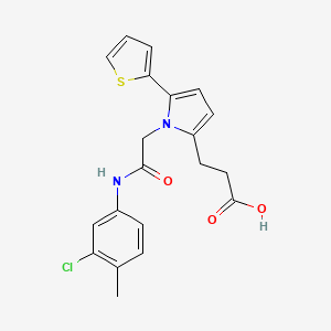 molecular formula C20H19ClN2O3S B11386995 3-[1-{2-[(3-chloro-4-methylphenyl)amino]-2-oxoethyl}-5-(thiophen-2-yl)-1H-pyrrol-2-yl]propanoic acid 