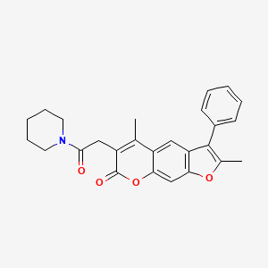 molecular formula C26H25NO4 B11387076 2,5-dimethyl-6-[2-oxo-2-(piperidin-1-yl)ethyl]-3-phenyl-7H-furo[3,2-g]chromen-7-one 