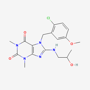 molecular formula C18H22ClN5O4 B11387088 7-(2-chloro-5-methoxybenzyl)-8-[(2-hydroxypropyl)amino]-1,3-dimethyl-3,7-dihydro-1H-purine-2,6-dione 