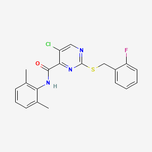 molecular formula C20H17ClFN3OS B11387180 5-chloro-N-(2,6-dimethylphenyl)-2-[(2-fluorobenzyl)sulfanyl]pyrimidine-4-carboxamide 