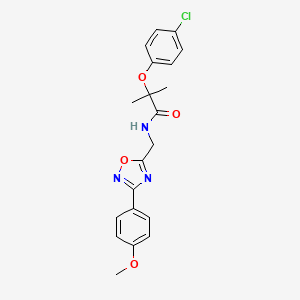 molecular formula C20H20ClN3O4 B11387188 2-(4-chlorophenoxy)-N-{[3-(4-methoxyphenyl)-1,2,4-oxadiazol-5-yl]methyl}-2-methylpropanamide 