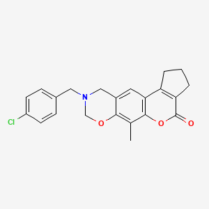 molecular formula C22H20ClNO3 B11387194 9-(4-chlorobenzyl)-6-methyl-2,3,9,10-tetrahydro-8H-cyclopenta[3,4]chromeno[6,7-e][1,3]oxazin-4(1H)-one 