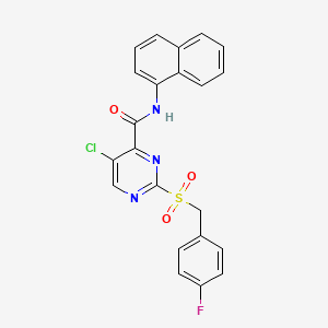 molecular formula C22H15ClFN3O3S B11387208 5-chloro-2-[(4-fluorobenzyl)sulfonyl]-N-(naphthalen-1-yl)pyrimidine-4-carboxamide 