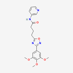 molecular formula C20H22N4O5 B11387227 N-(pyridin-3-yl)-4-[3-(3,4,5-trimethoxyphenyl)-1,2,4-oxadiazol-5-yl]butanamide 