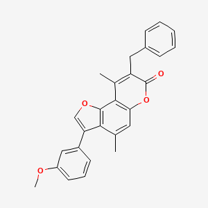 molecular formula C27H22O4 B11387235 8-benzyl-3-(3-methoxyphenyl)-4,9-dimethyl-7H-furo[2,3-f]chromen-7-one 