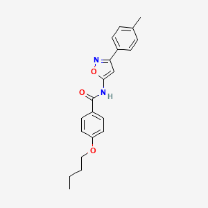 molecular formula C21H22N2O3 B11387252 4-butoxy-N-[3-(4-methylphenyl)-1,2-oxazol-5-yl]benzamide 