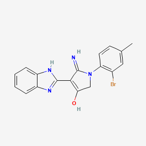 molecular formula C18H15BrN4O B11387259 5-Amino-4-(1H-1,3-benzodiazol-2-YL)-1-(2-bromo-4-methylphenyl)-2,3-dihydro-1H-pyrrol-3-one 