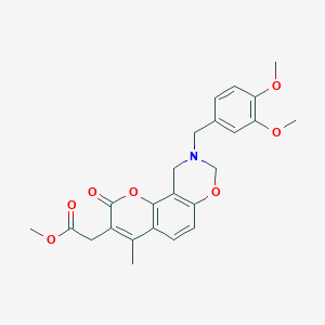 methyl [9-(3,4-dimethoxybenzyl)-4-methyl-2-oxo-9,10-dihydro-2H,8H-chromeno[8,7-e][1,3]oxazin-3-yl]acetate