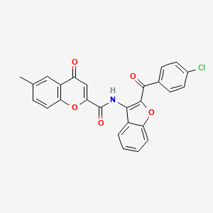 molecular formula C26H16ClNO5 B11387282 N-[2-(4-chlorobenzoyl)-1-benzofuran-3-yl]-6-methyl-4-oxo-4H-chromene-2-carboxamide 