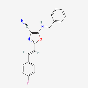 molecular formula C19H14FN3O B11387305 5-(benzylamino)-2-[(E)-2-(4-fluorophenyl)ethenyl]-1,3-oxazole-4-carbonitrile 