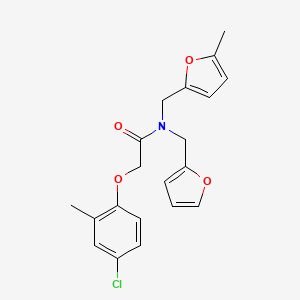 2-(4-chloro-2-methylphenoxy)-N-(furan-2-ylmethyl)-N-[(5-methylfuran-2-yl)methyl]acetamide