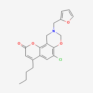 molecular formula C20H20ClNO4 B11387330 4-butyl-6-chloro-9-(2-furylmethyl)-9,10-dihydro-2H,8H-chromeno[8,7-e][1,3]oxazin-2-one 