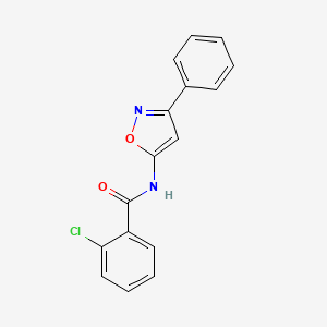 molecular formula C16H11ClN2O2 B11387360 2-chloro-N-(3-phenyl-1,2-oxazol-5-yl)benzamide 