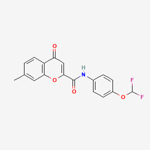 molecular formula C18H13F2NO4 B11387380 N-[4-(difluoromethoxy)phenyl]-7-methyl-4-oxo-4H-chromene-2-carboxamide 