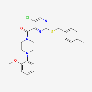 molecular formula C24H25ClN4O2S B11387388 {5-Chloro-2-[(4-methylbenzyl)sulfanyl]pyrimidin-4-yl}[4-(2-methoxyphenyl)piperazin-1-yl]methanone 