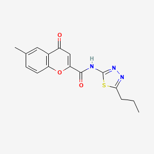 molecular formula C16H15N3O3S B11387413 6-methyl-4-oxo-N-(5-propyl-1,3,4-thiadiazol-2-yl)-4H-chromene-2-carboxamide 