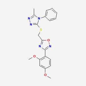 molecular formula C20H19N5O3S B11387451 3-(2,4-dimethoxyphenyl)-5-{[(5-methyl-4-phenyl-4H-1,2,4-triazol-3-yl)sulfanyl]methyl}-1,2,4-oxadiazole 