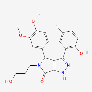 molecular formula C23H25N3O5 B11387469 4-(3,4-dimethoxyphenyl)-3-(2-hydroxy-5-methylphenyl)-5-(3-hydroxypropyl)-4,5-dihydropyrrolo[3,4-c]pyrazol-6(1H)-one 