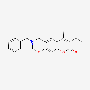 molecular formula C22H23NO3 B11387472 3-benzyl-7-ethyl-6,10-dimethyl-3,4-dihydro-2H,8H-chromeno[6,7-e][1,3]oxazin-8-one 