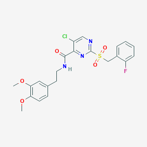 molecular formula C22H21ClFN3O5S B11387503 5-chloro-N-[2-(3,4-dimethoxyphenyl)ethyl]-2-[(2-fluorobenzyl)sulfonyl]pyrimidine-4-carboxamide 