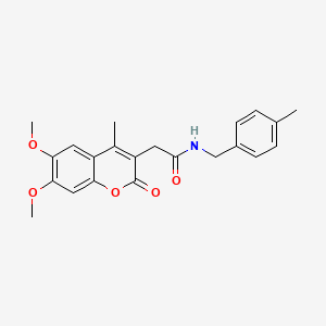 molecular formula C22H23NO5 B11387504 2-(6,7-dimethoxy-4-methyl-2-oxo-2H-chromen-3-yl)-N-(4-methylbenzyl)acetamide 