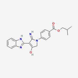 molecular formula C22H22N4O3 B11387525 2-Methylpropyl 4-[5-amino-4-(1H-1,3-benzodiazol-2-YL)-3-oxo-2,3-dihydro-1H-pyrrol-1-YL]benzoate 