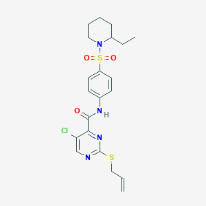 molecular formula C21H25ClN4O3S2 B11387594 5-chloro-N-{4-[(2-ethylpiperidin-1-yl)sulfonyl]phenyl}-2-(prop-2-en-1-ylsulfanyl)pyrimidine-4-carboxamide 