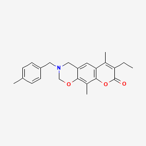 molecular formula C23H25NO3 B11387598 7-ethyl-6,10-dimethyl-3-(4-methylbenzyl)-3,4-dihydro-2H,8H-chromeno[6,7-e][1,3]oxazin-8-one 