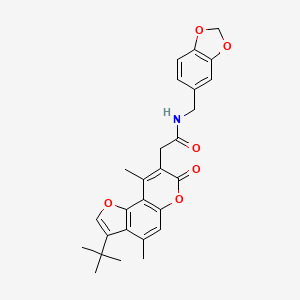 N-(1,3-benzodioxol-5-ylmethyl)-2-(3-tert-butyl-4,9-dimethyl-7-oxo-7H-furo[2,3-f]chromen-8-yl)acetamide