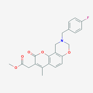 methyl [9-(4-fluorobenzyl)-4-methyl-2-oxo-9,10-dihydro-2H,8H-chromeno[8,7-e][1,3]oxazin-3-yl]acetate