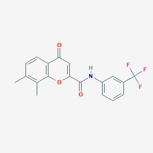 molecular formula C19H14F3NO3 B11387827 7,8-dimethyl-4-oxo-N-[3-(trifluoromethyl)phenyl]-4H-chromene-2-carboxamide 