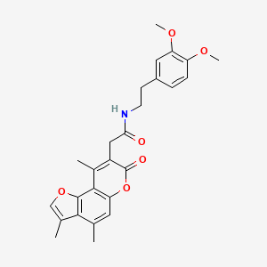 molecular formula C26H27NO6 B11387830 N-[2-(3,4-dimethoxyphenyl)ethyl]-2-(3,4,9-trimethyl-7-oxo-7H-furo[2,3-f]chromen-8-yl)acetamide 