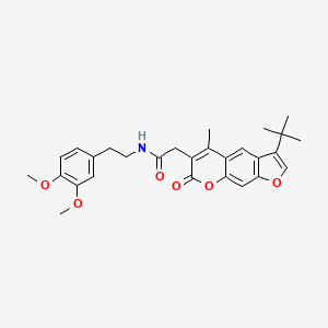 molecular formula C28H31NO6 B11387833 2-(3-tert-butyl-5-methyl-7-oxo-7H-furo[3,2-g]chromen-6-yl)-N-[2-(3,4-dimethoxyphenyl)ethyl]acetamide 