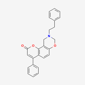 4-phenyl-9-(2-phenylethyl)-9,10-dihydro-2H,8H-chromeno[8,7-e][1,3]oxazin-2-one