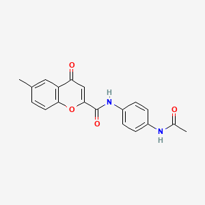 molecular formula C19H16N2O4 B11387906 N-[4-(acetylamino)phenyl]-6-methyl-4-oxo-4H-chromene-2-carboxamide 