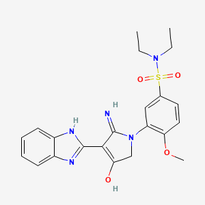 3-[5-amino-4-(1H-1,3-benzodiazol-2-yl)-3-oxo-2,3-dihydro-1H-pyrrol-1-yl]-N,N-diethyl-4-methoxybenzene-1-sulfonamide