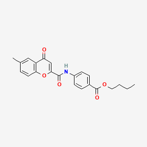 molecular formula C22H21NO5 B11388096 butyl 4-{[(6-methyl-4-oxo-4H-chromen-2-yl)carbonyl]amino}benzoate 