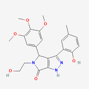 molecular formula C23H25N3O6 B11388113 5-(2-hydroxyethyl)-3-(2-hydroxy-5-methylphenyl)-4-(3,4,5-trimethoxyphenyl)-4,5-dihydropyrrolo[3,4-c]pyrazol-6(1H)-one 