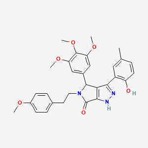 molecular formula C30H31N3O6 B11388117 3-(2-hydroxy-5-methylphenyl)-5-[2-(4-methoxyphenyl)ethyl]-4-(3,4,5-trimethoxyphenyl)-4,5-dihydropyrrolo[3,4-c]pyrazol-6(1H)-one 