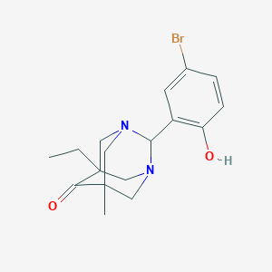 molecular formula C17H21BrN2O2 B11388220 2-(5-Bromo-2-hydroxyphenyl)-5-ethyl-7-methyl-1,3-diazatricyclo[3.3.1.1~3,7~]decan-6-one 