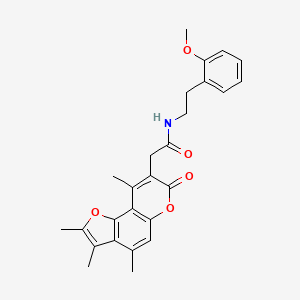 molecular formula C26H27NO5 B11388264 N-[2-(2-Methoxyphenyl)ethyl]-2-{2,3,4,9-tetramethyl-7-oxo-7H-furo[2,3-F]chromen-8-YL}acetamide 