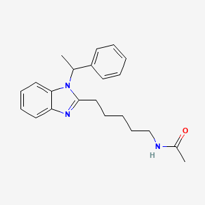 molecular formula C22H27N3O B11388299 N-{5-[1-(1-phenylethyl)-1H-benzimidazol-2-yl]pentyl}acetamide 