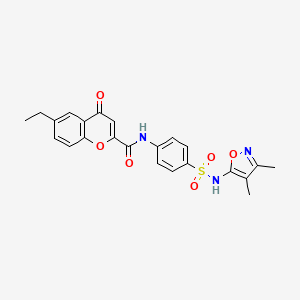 molecular formula C23H21N3O6S B11388307 N-{4-[(3,4-dimethyl-1,2-oxazol-5-yl)sulfamoyl]phenyl}-6-ethyl-4-oxo-4H-chromene-2-carboxamide 